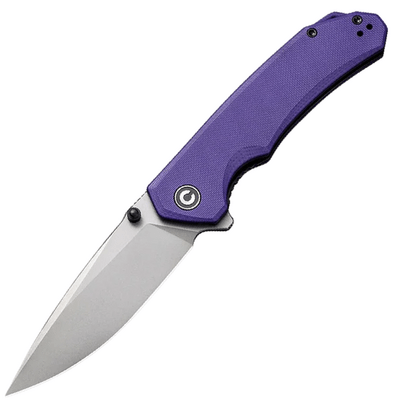 CIVIVI Brazen Purple G10 HandleBlack S/S LinerStonewashed 14C28N Blade,Drop Po - KNIFESTOCK