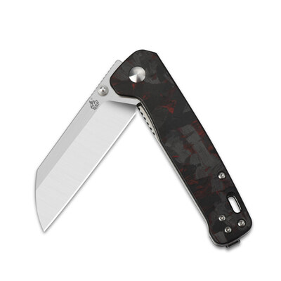 QSP Knife Penguin, Satin D2 Blade, CF Overlay G10 (Red) Handle QS130-TRD - KNIFESTOCK