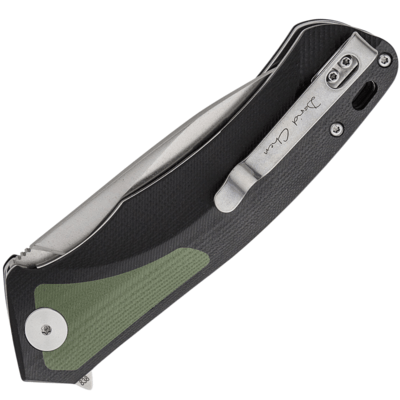 Petrified Fish PF838 Pub Stonewashed D2 Green G10 With Black G10 PF838GRW - KNIFESTOCK