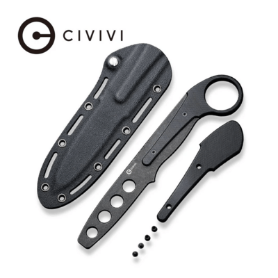 Civivi Varius Black G10 Ring HandleBlack Stonewashed D2 Dull Trainer BladeWith An Extra Convention - KNIFESTOCK