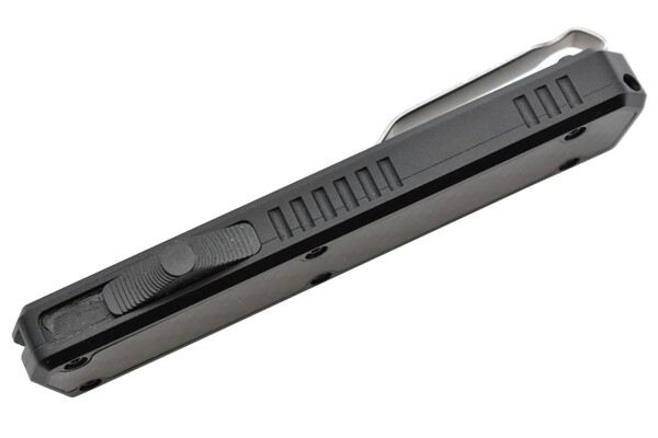 Golgoth G11BS1 Noir. Couteau automatique OTF lame double tranchant avec serrations en acier D2 manch - KNIFESTOCK