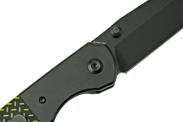 Kansept Warrior Black TiCn Coated and Stonewashed Tanto D2 Blade Black Anodized Aluminum Bolster + B - KNIFESTOCK