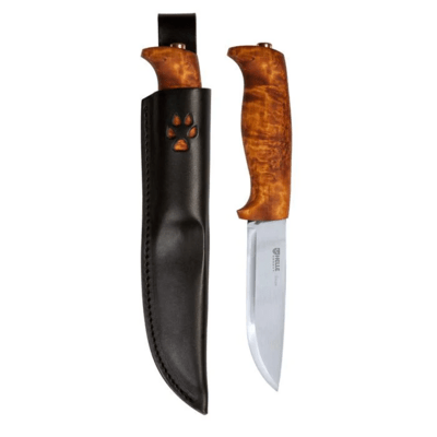 Helle Gaupe Curly birch handle, H3LS blade, black sheath HE-200310 - KNIFESTOCK