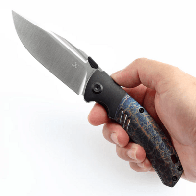 KANSEPT Hinterland Satin CPM S35VN Blackwash Titanium + Lightning Strike Finished Titanium Handle - KNIFESTOCK