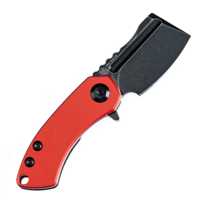 KANSEPT Mini Korvid 154CM Black Stonewashed Red Aluminum Handles T3030P3 - KNIFESTOCK