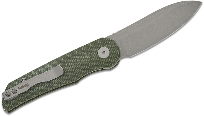 Petrified Fish PFE16 El Camino Gray Stonewashed N690 Green Micarta PFE16GRMGAW - KNIFESTOCK