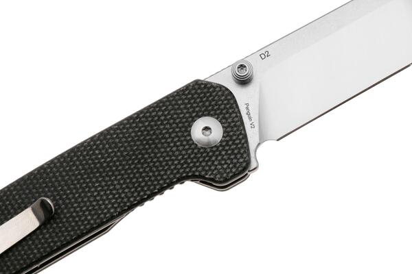 QPS Penguin V2 D2, finitura a 2 toni stonewash - satinata, Manico: Micarta marrone scuro Q - KNIFESTOCK