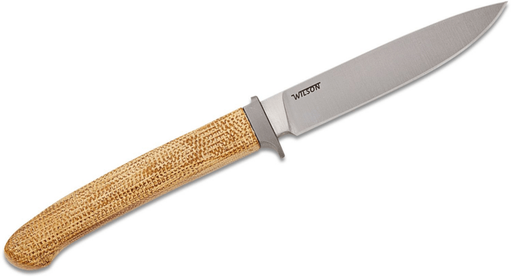 LionSteel Ago M390 Satin, Natural Canvas Micarta Handles AG01 CVN - KNIFESTOCK