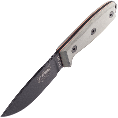 ESEE Knives Model 3 black blade, grey handle 3P-MB-B with sheath + clip and MOLLE-back - KNIFESTOCK