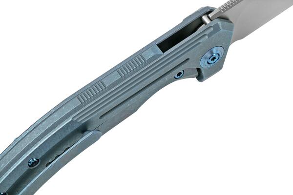 WE Quixotic Blue Titanium Handle Silver Bead Blasted CPM 20CV Blade WE21016-3 - KNIFESTOCK