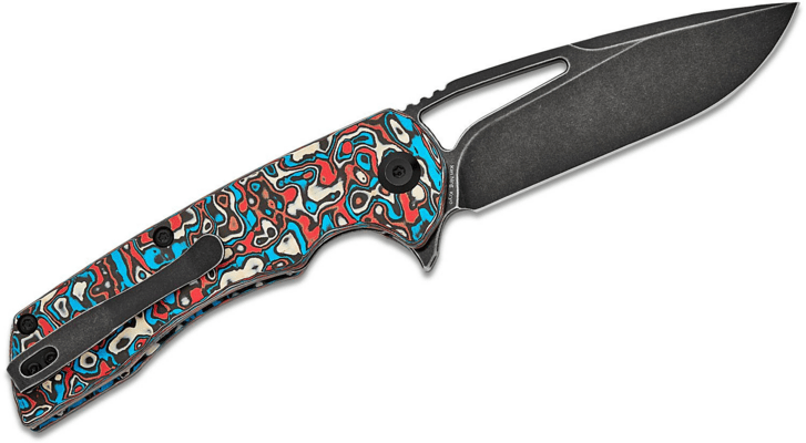 Kansept Kryo Black Stonewashed CPM S35VN Red Blue White Nebula Carbon Fiber K1001M3 - KNIFESTOCK