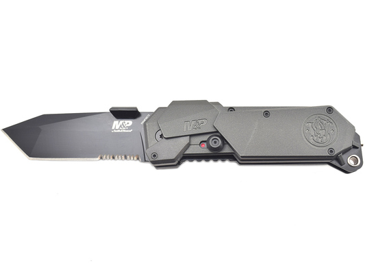 Smith and Wesson M&amp;P M.A.G.I.C. Assist Liner Lock 4034 Stainless Steel Tanto 40% Ser Black Blade, Al - KNIFESTOCK