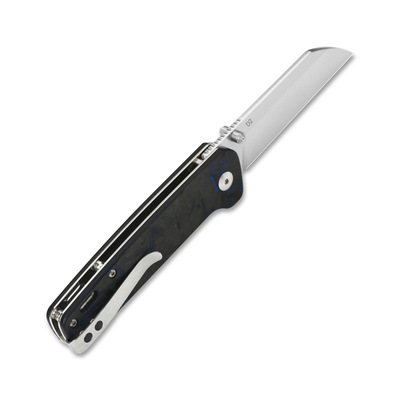 QSP Knife Penguin, Satin D2 Blade, CF Overlay G10 (Blue) Handle QS130-TBL - KNIFESTOCK