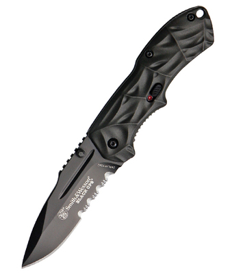 Smith Wesson Mini Blop3 Black Serrated SWBLOP3SMS - KNIFESTOCK