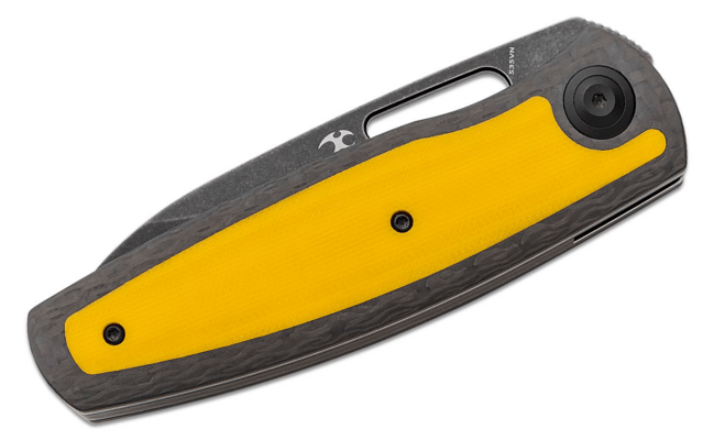 Kansept Mato Black Stonewashed CPM-S35VN, Twill Carbon Fiber +Yellow G10 K1050A3 - KNIFESTOCK