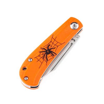 Kanspet Bevy Orange G10 with Spider Print - KNIFESTOCK