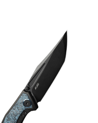 BESTECH TOGATTA M390, Black Stonewashed, Titanium +Black &amp; Blue Carbon Fiber Inlay, Black BT2102H - KNIFESTOCK