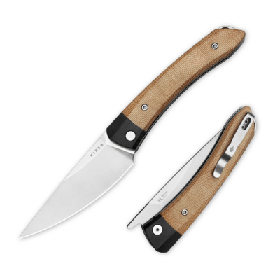 Kizer Liner Lock Momo Vladimir Legachev Nitro-V Black G10+Micarta V4663A2 - KNIFESTOCK