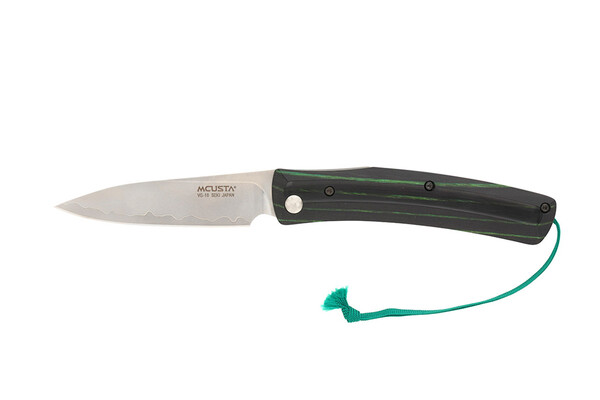 Mcusta MC-193C Higonokami Friction Folder VG-10 San Mai, Green/Black Laminated Hardwood Handle - KNIFESTOCK