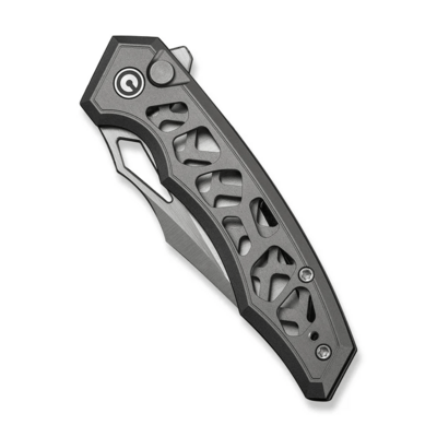Civivi Anaaki Skeletonized Gray Aluminum HandleSatin Finished Nitro-V BladeButton Lock - KNIFESTOCK