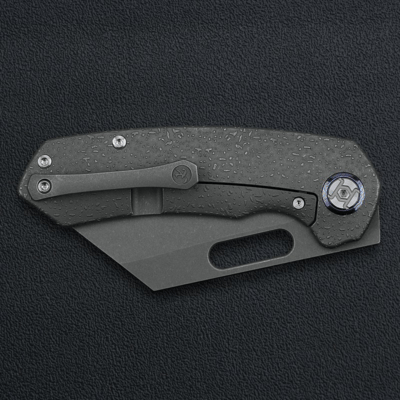 Kunwu Primo Stonewashed VANCRON Raindrop TC4 Titanium handle K710T-R1S - KNIFESTOCK