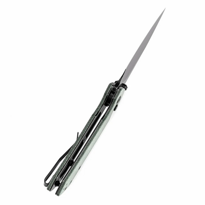Tenable Knives Fenrir Blackwash 14C28N, Grön Micarta T1034F5 - KNIFESTOCK