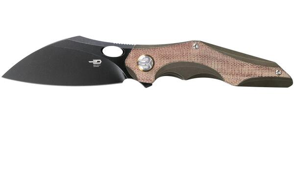 BESTECH Nogard M390, Black Stonewash, Titanium+Natural Canvas Micarta Inlay, Bronze Stonewash BT210 - KNIFESTOCK