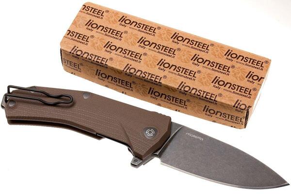 Lionsteel Liner Lock Sleipner Blade DLC+SW blade, BROWN G10 handle, IKBS KUR BBR - KNIFESTOCK