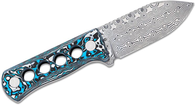 QSP Knife Canary Neck Knife Laminated Damascus White Blue CF QS141-I - KNIFESTOCK