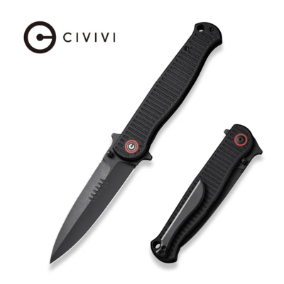 CIVIVI RS71 Milled Black G10 HandleBlack Stonewashed Nitro-V BladeLiner Lock C - KNIFESTOCK