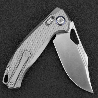 Kunwu Django XL Satin ELMAX Titanium Satin Diamond Texture handle X707XLT-1A - KNIFESTOCK