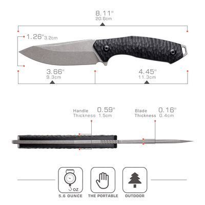 REMETTE RT-Allosaurus Knife Black G10, Stonewashed D2 RTAS-B - KNIFESTOCK