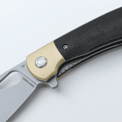 Vosteed Nightshade Elmax Stonewash Black Micarta &amp; Brass Bolster NSK002 - KNIFESTOCK