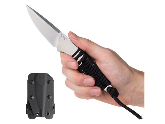ANV Knives ANVP100-002 P100 Stonewash Plaind Edge Paracord Black - KNIFESTOCK
