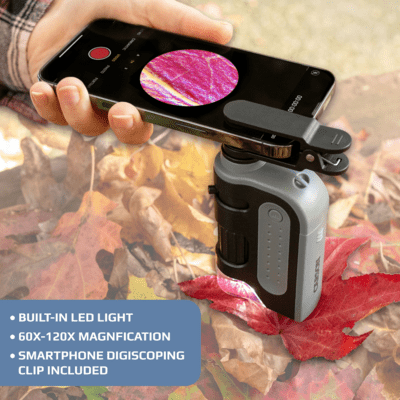 Carson 60-120x LED MicroBrite Plus Pocket Microscope with Smartphone Adapter MM-350 - KNIFESTOCK