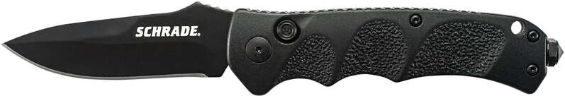 Schrade Black Tanto 4116 Oțel, Blocare cu Buton, Siguranță pe Spatele Mânerului - KNIFESTOCK