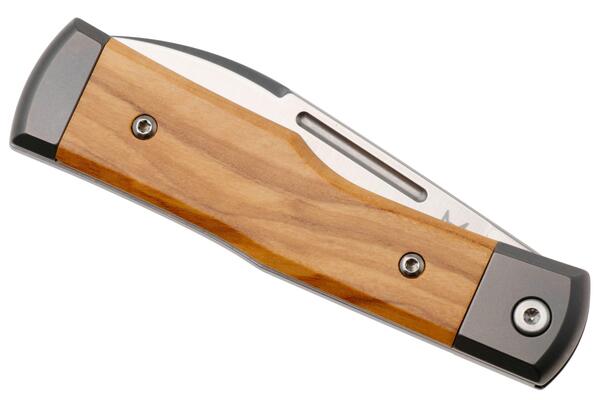 Fox Knives Gunstock Folding Knife Stainless Steel M390 Satin Blade, Olive Wood Handle FX-558 OL - KNIFESTOCK