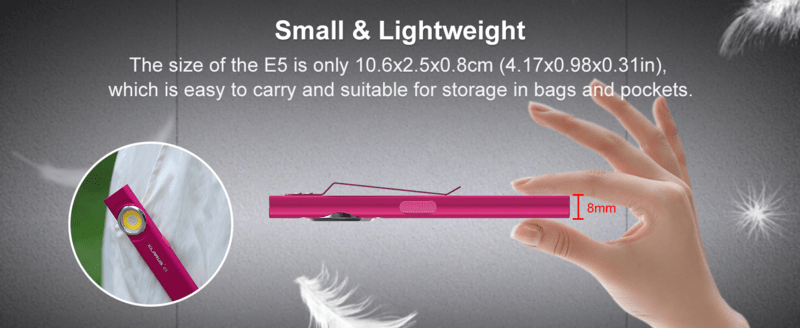 KLARUS Magnetic Flashlight, EDC Tool Light E5 PINK - KNIFESTOCK