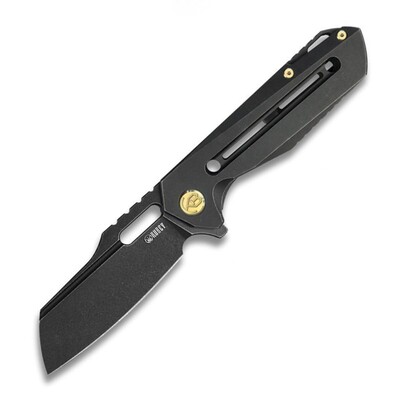 Cubey Atlas Frame Lock Tactical Flipper Knife Black Titanium Handle KB290b - KNIFESTOCK