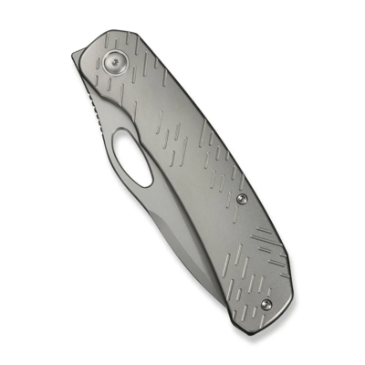 WE Knife Inmate Gray Titanium Handle &amp; RaindropsStonewashed CPM 20CV BladeFrame Lock - KNIFESTOCK