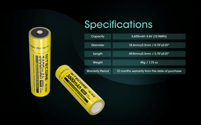 Nitecore batéria NL1836 (3600mAh) - KNIFESTOCK