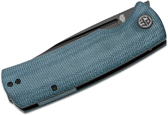 Petrified Fish PFP01 Beluga Black Stonewash K110 Blue Micarta PFP01BMW - KNIFESTOCK