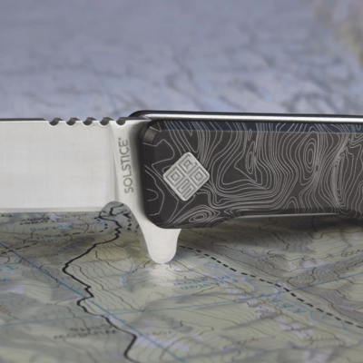 Ocaso Solstice Engraved Titanium + Satin / Topo Pattern 10ETS - KNIFESTOCK