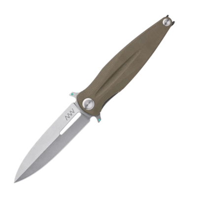 ANV Knives Z400 - Sleipner, Stonewash / Plain edge, G10 Olive / Liner Lock - KNIFESTOCK