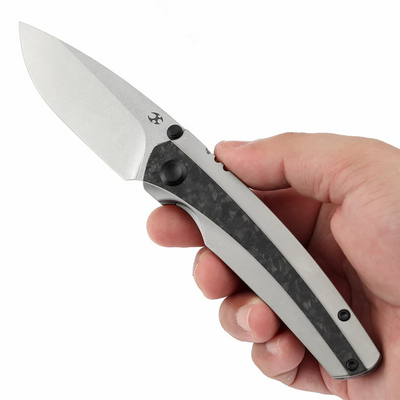 Kansept Raven Stonewashed CPM 20CV, Bead Blasted Ti, Shred CF K2109A2 - KNIFESTOCK
