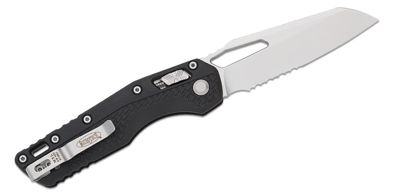 Microtech MSI® S/E Tri-Grip Injection Molded Black Stonewash Part Serr 210T-11PM - KNIFESTOCK