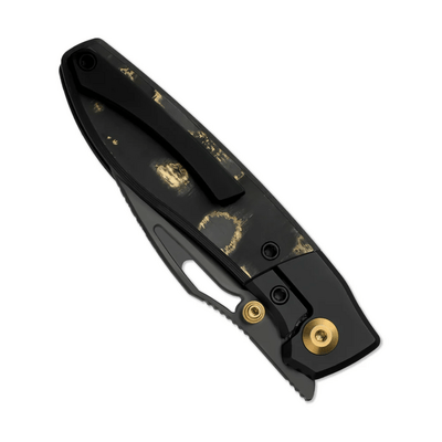 Kizer Shrike S45VN,Matte DLC Ultra,Titanium &amp; Fat Carbon® Camo Gold - KNIFESTOCK