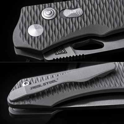 Real Steel Griffin Ultimatum Titan, Vanax Stonewash Button lock RE-7131T1 - KNIFESTOCK