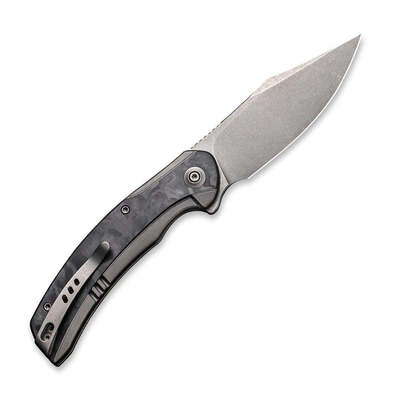 WE Snick Gray Titanium Handle With Marble Carbon Fiber Inlay Gray Stonewashed CPM-20CV Blade WE19022 - KNIFESTOCK