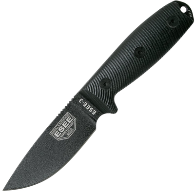 ESEE KNIVES MODEL 3 Black Black Black Black G10 Survival Knife 3 PMB-001 Black Sheath + Belt Clip 3  - KNIFESTOCK